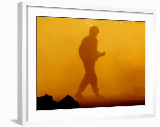 An Israeli Soldier Runs to Reload an Israeli Mobile Artillery Piece-null-Framed Photographic Print