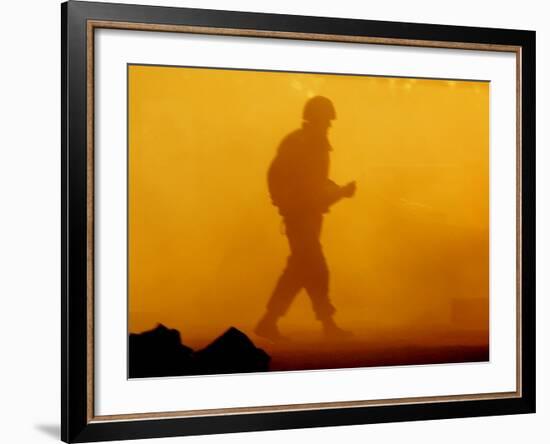 An Israeli Soldier Runs to Reload an Israeli Mobile Artillery Piece-null-Framed Photographic Print