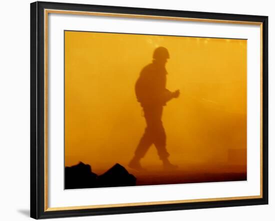 An Israeli Soldier Runs to Reload an Israeli Mobile Artillery Piece-null-Framed Photographic Print