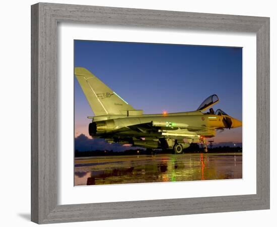 An Italian Air Force Eurofighter Typhoon at Night on Decimomannu Air Base, Italy-Stocktrek Images-Framed Photographic Print