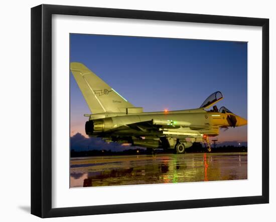 An Italian Air Force Eurofighter Typhoon at Night on Decimomannu Air Base, Italy-Stocktrek Images-Framed Photographic Print
