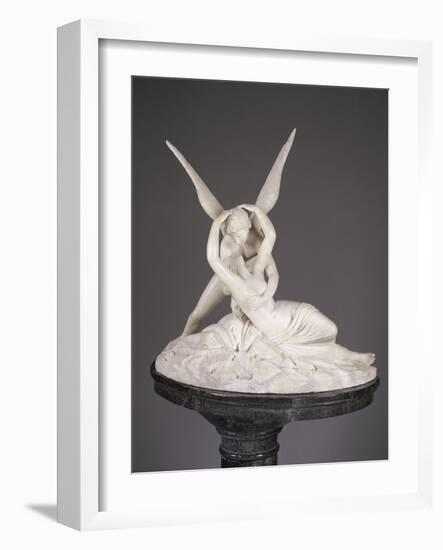 An Italian Alabaster Group Entitled Cupid and Psyche, Late 19th Century-Antonio Canova-Framed Giclee Print