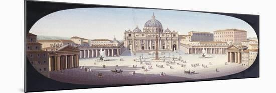 An Italian Micromosaic of St Peter's Piazza and Basilica-null-Mounted Giclee Print