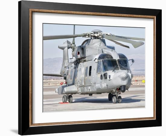 An Italian Navy EH101 Helicopter at Forward Operating Base Herat, Afghanistan-Stocktrek Images-Framed Photographic Print