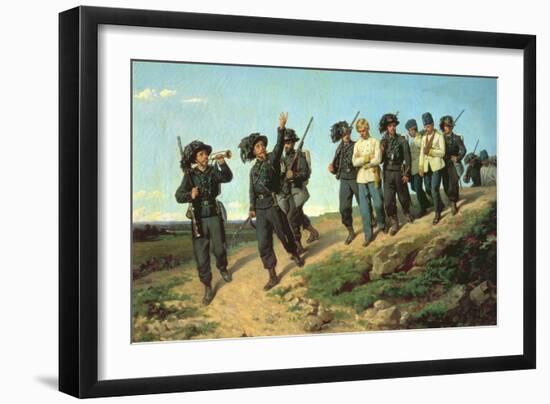 An Italian Rifle Regiment Returning from a Reconnaissance Patrol, 1861-Silvestro Lega-Framed Giclee Print