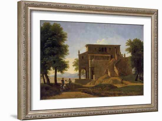 An Italian Villa with Figures, 19th Century-Jean Victor Bertin-Framed Giclee Print