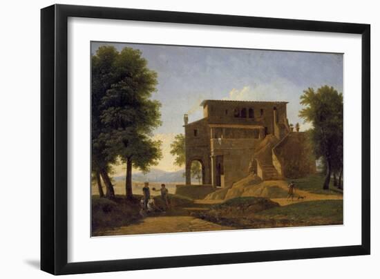 An Italian Villa with Figures, 19th Century-Jean Victor Bertin-Framed Giclee Print