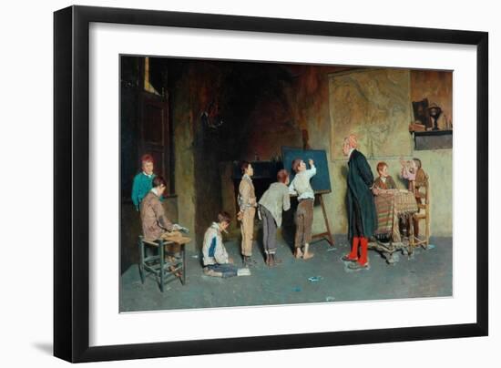 An Italian Village School, 1888-Giuseppe Costantini-Framed Giclee Print