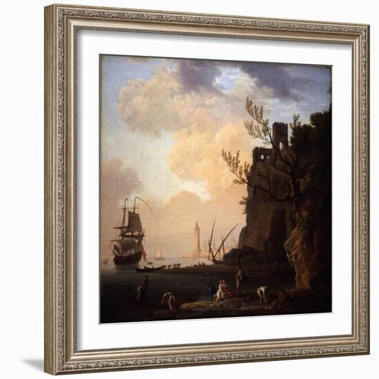 An Italianate Harbour Scene, 1749-Claude Joseph Vernet-Framed Giclee Print