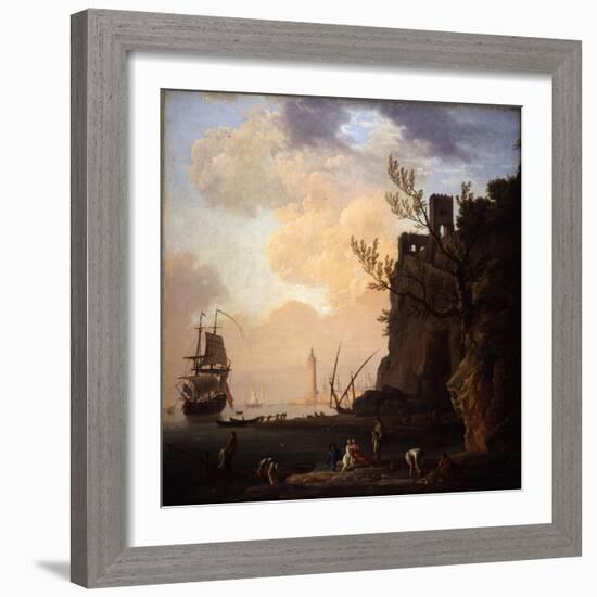 An Italianate Harbour Scene, 1749-Claude Joseph Vernet-Framed Giclee Print