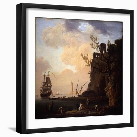 An Italianate Harbour Scene, 1749-Claude Joseph Vernet-Framed Giclee Print