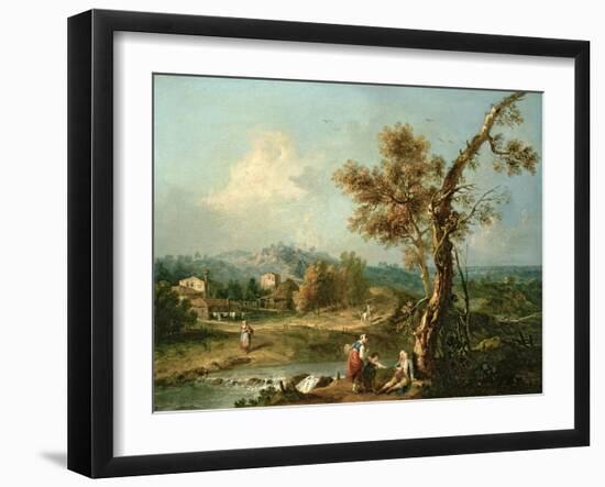 An Italianate River Landscape with Travellers-Francesco Zuccarelli-Framed Giclee Print