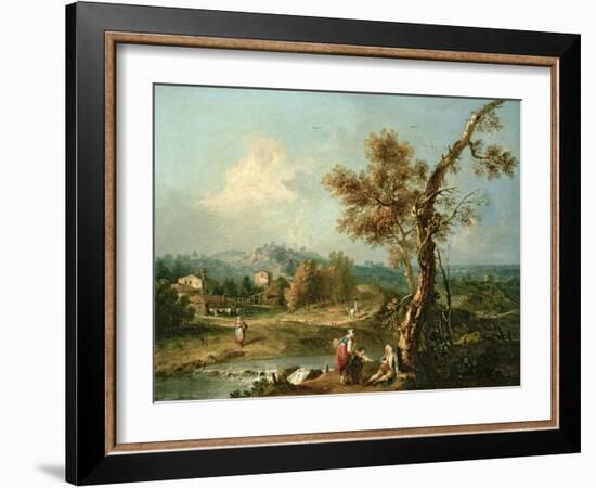 An Italianate River Landscape with Travellers-Francesco Zuccarelli-Framed Giclee Print