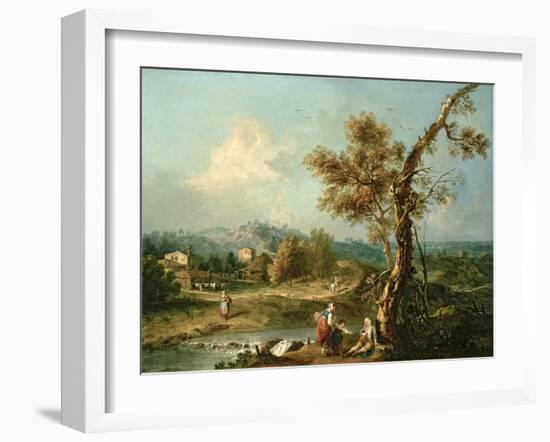 An Italianate River Landscape with Travellers-Francesco Zuccarelli-Framed Giclee Print