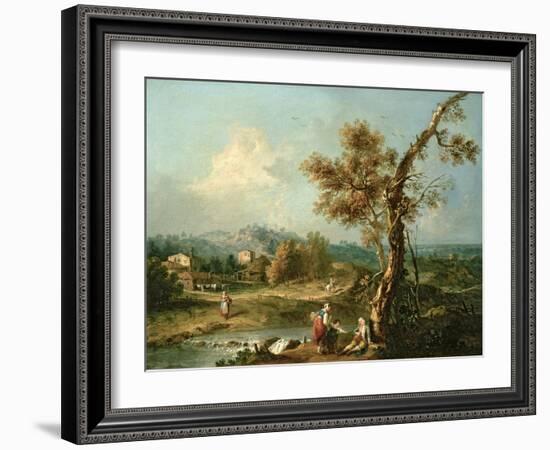 An Italianate River Landscape with Travellers-Francesco Zuccarelli-Framed Giclee Print