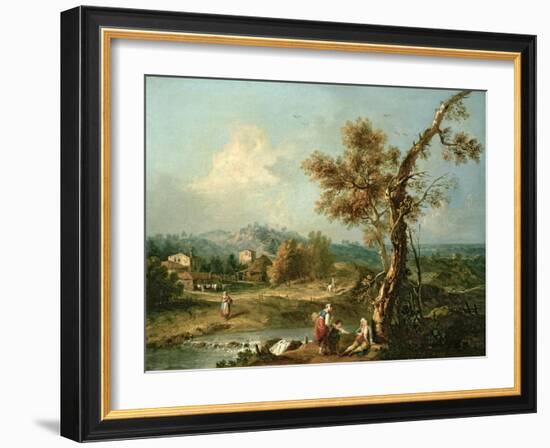 An Italianate River Landscape with Travellers-Francesco Zuccarelli-Framed Giclee Print