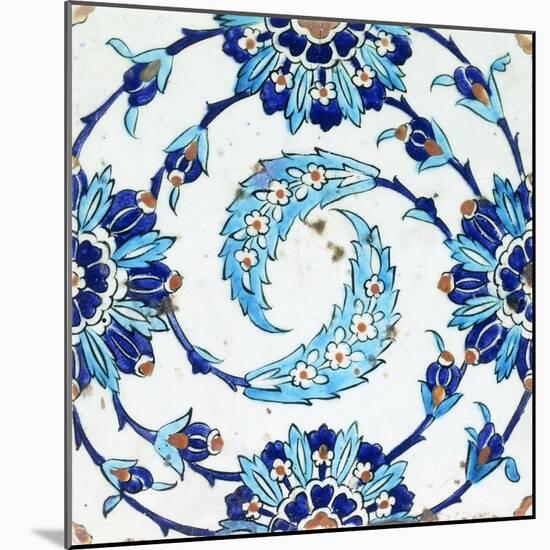 An Iznik Pottery Tile, with a Spiralling Floral Motif, Early 17th Century-null-Mounted Giclee Print
