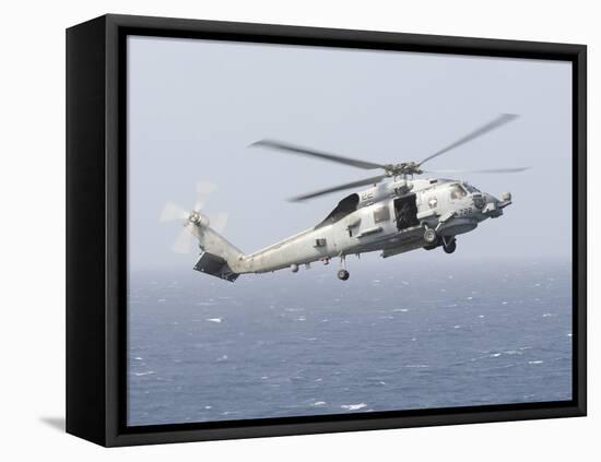 An Mh-60R Sea Hawk Helicopter Prepares to Land-null-Framed Premier Image Canvas