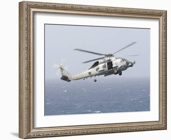 An Mh-60R Sea Hawk Helicopter Prepares to Land-null-Framed Photographic Print