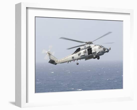 An Mh-60R Sea Hawk Helicopter Prepares to Land-null-Framed Photographic Print