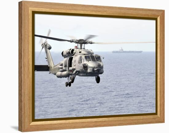 An MH-60R Seahawk Helicopter in Flight over the Pacific Ocean-Stocktrek Images-Framed Premier Image Canvas