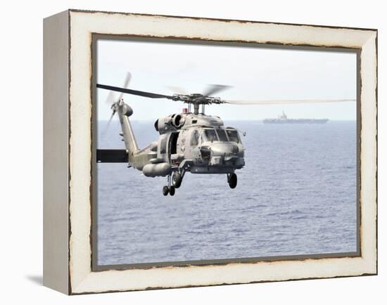 An MH-60R Seahawk Helicopter in Flight over the Pacific Ocean-Stocktrek Images-Framed Premier Image Canvas