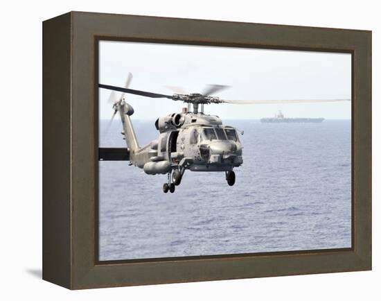 An MH-60R Seahawk Helicopter in Flight over the Pacific Ocean-Stocktrek Images-Framed Premier Image Canvas