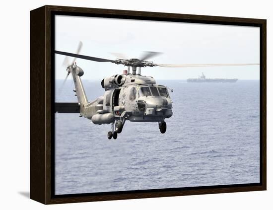 An MH-60R Seahawk Helicopter in Flight over the Pacific Ocean-Stocktrek Images-Framed Premier Image Canvas