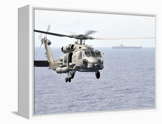 An MH-60R Seahawk Helicopter in Flight over the Pacific Ocean-Stocktrek Images-Framed Premier Image Canvas