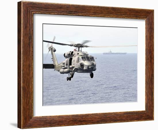 An MH-60R Seahawk Helicopter in Flight over the Pacific Ocean-Stocktrek Images-Framed Photographic Print