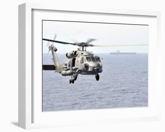 An MH-60R Seahawk Helicopter in Flight over the Pacific Ocean-Stocktrek Images-Framed Photographic Print