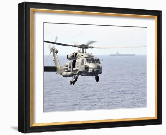 An MH-60R Seahawk Helicopter in Flight over the Pacific Ocean-Stocktrek Images-Framed Photographic Print