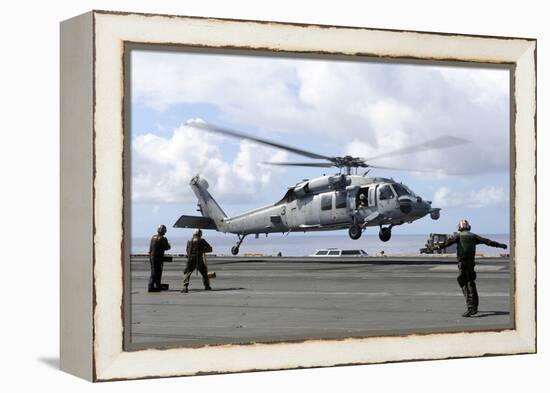 An Mh-60S Sea Hawk Lands on the Flight Deck of USS John C. Stennis-null-Framed Premier Image Canvas