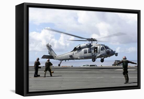 An Mh-60S Sea Hawk Lands on the Flight Deck of USS John C. Stennis-null-Framed Premier Image Canvas