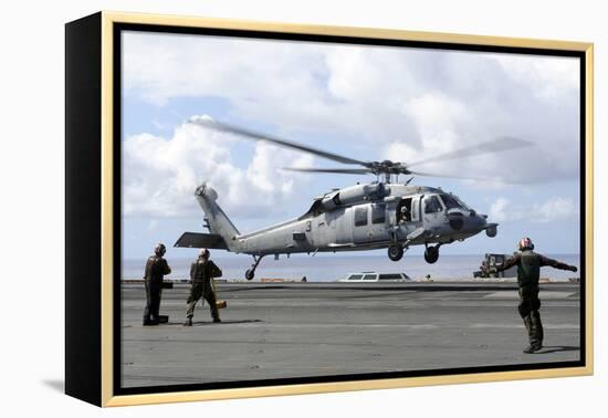 An Mh-60S Sea Hawk Lands on the Flight Deck of USS John C. Stennis-null-Framed Premier Image Canvas