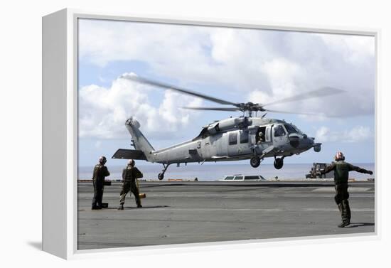 An Mh-60S Sea Hawk Lands on the Flight Deck of USS John C. Stennis-null-Framed Premier Image Canvas