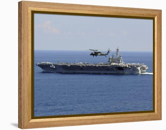 An MH-60S Seahawk Helicopter Flies over USS George H.W. Bush-Stocktrek Images-Framed Premier Image Canvas