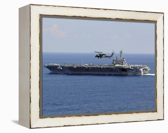 An MH-60S Seahawk Helicopter Flies over USS George H.W. Bush-Stocktrek Images-Framed Premier Image Canvas