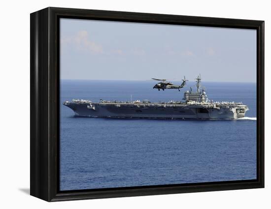 An MH-60S Seahawk Helicopter Flies over USS George H.W. Bush-Stocktrek Images-Framed Premier Image Canvas