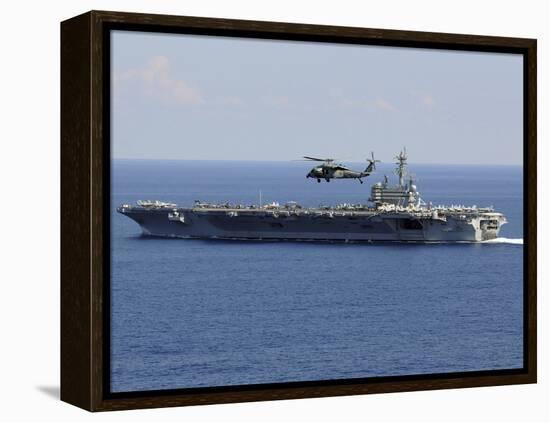 An MH-60S Seahawk Helicopter Flies over USS George H.W. Bush-Stocktrek Images-Framed Premier Image Canvas