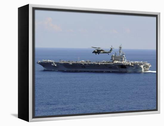 An MH-60S Seahawk Helicopter Flies over USS George H.W. Bush-Stocktrek Images-Framed Premier Image Canvas