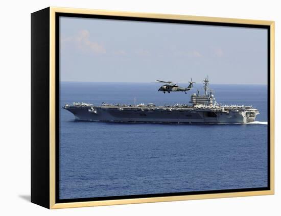 An MH-60S Seahawk Helicopter Flies over USS George H.W. Bush-Stocktrek Images-Framed Premier Image Canvas