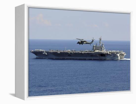 An MH-60S Seahawk Helicopter Flies over USS George H.W. Bush-Stocktrek Images-Framed Premier Image Canvas