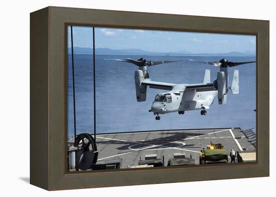 An MV-22 Osprey Lands on the Flight Deck of USS Germantown-null-Framed Premier Image Canvas