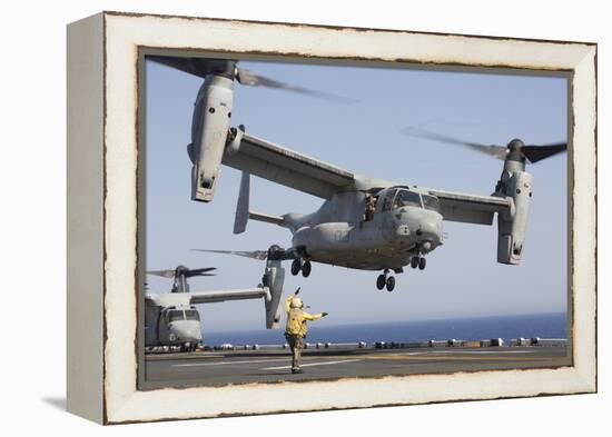 An MV-22 Osprey Takes Off from the Amphibious Assault Ship USS Kearsarge-null-Framed Premier Image Canvas