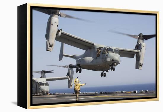 An MV-22 Osprey Takes Off from the Amphibious Assault Ship USS Kearsarge-null-Framed Premier Image Canvas