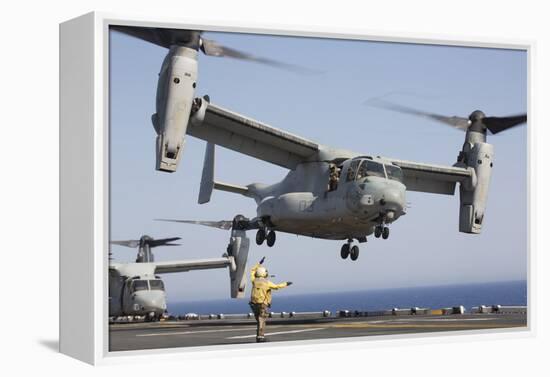 An MV-22 Osprey Takes Off from the Amphibious Assault Ship USS Kearsarge-null-Framed Premier Image Canvas