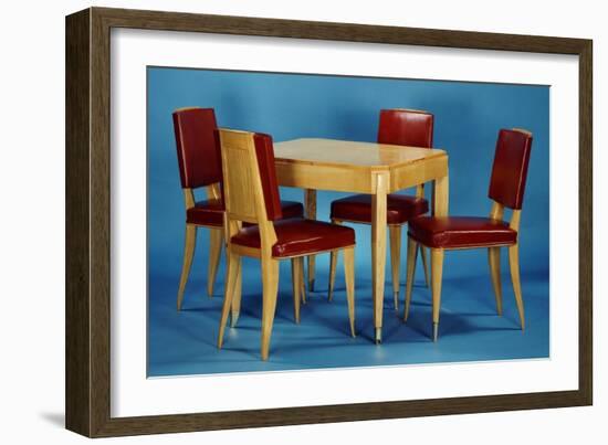 An Oak Games Table and Four Chairs Designed by Jacques-Emile Ruhlmann (1879-1933)-Adler & Sullivan-Framed Giclee Print