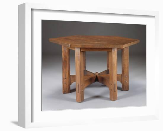 An Oak Hexagonal Library Table, Circa 1912-Dirk Van Erp-Framed Giclee Print