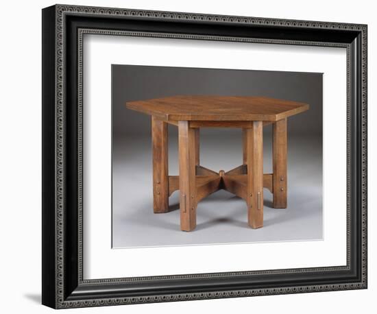 An Oak Hexagonal Library Table, Circa 1912-Dirk Van Erp-Framed Giclee Print